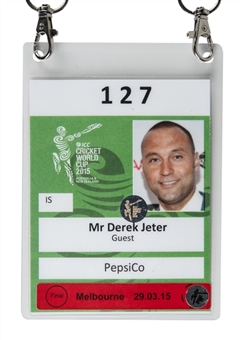 2015 Cricket World Cup Credentials Issued To Derek Jeter (Andruw Jones LOA)